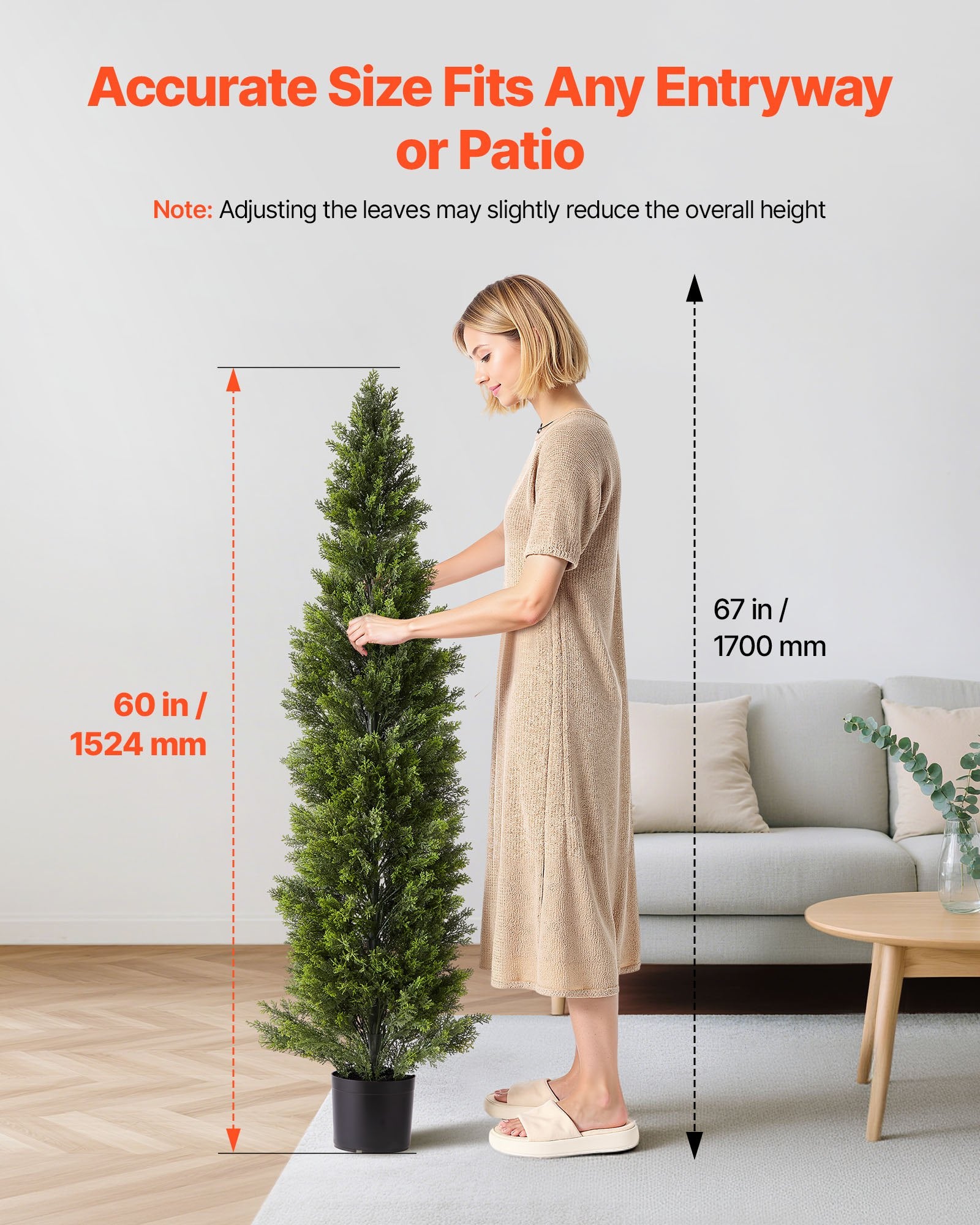 Artificial Topiary Cedar Trees, 2 Set 1524mm Faux Pine Shrubs Plants, Fake Silk Tree Look Real, Easy Assembly for Decor Front Porch Outdoor Patio Garden Balcony Backyard Indoor Office - Image 5