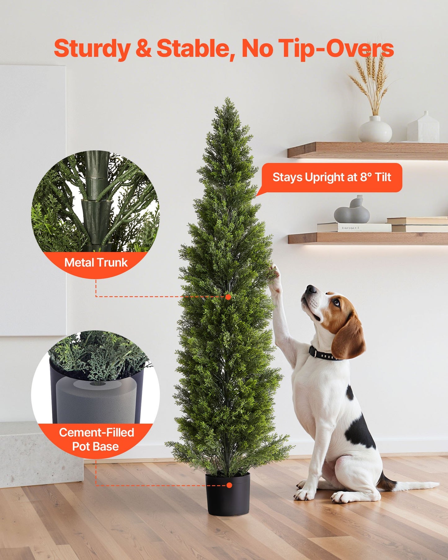 Artificial Topiary Cedar Trees, 2 Set 1524mm Faux Pine Shrubs Plants, Fake Silk Tree Look Real, Easy Assembly for Decor Front Porch Outdoor Patio Garden Balcony Backyard Indoor Office - Image 6