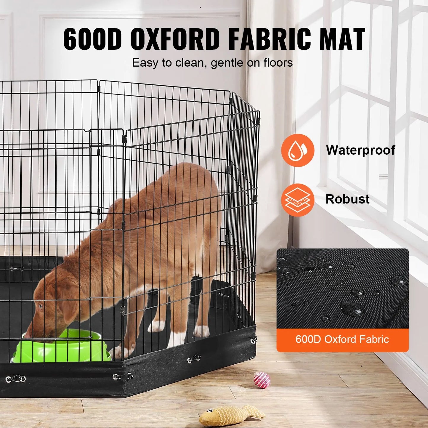Dog Playpen, 8 Pcs 30"H x 24"W Panels Foldable Metal Pet Exercise Pen, Dog Fence Indoor and Outdoor Pen with Door, 600D Oxford Fabric Bottom Pad, Pet Playpen for Dogs, Cats, Other Small Animals - Image 4