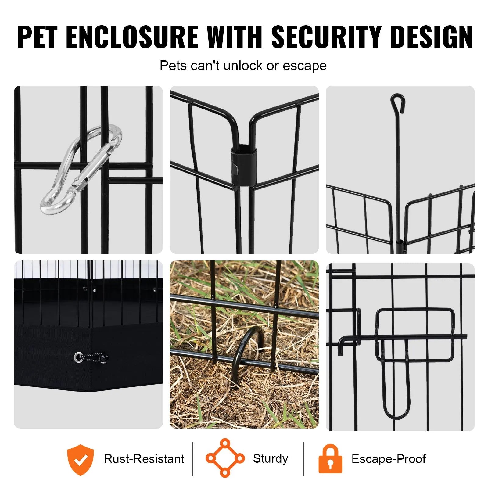Dog Playpen, 8 Pcs 30"H x 24"W Panels Foldable Metal Pet Exercise Pen, Dog Fence Indoor and Outdoor Pen with Door, 600D Oxford Fabric Bottom Pad, Pet Playpen for Dogs, Cats, Other Small Animals - Image 5