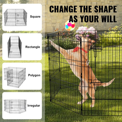 Dog Playpen, 8 Pcs 30"H x 24"W Panels Foldable Metal Pet Exercise Pen, Dog Fence Indoor and Outdoor Pen with Door, 600D Oxford Fabric Bottom Pad, Pet Playpen for Dogs, Cats, Other Small Animals - Image 6