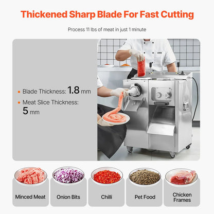 Commercial Electric Meat Grinder Slicer 6.35 kg/Min Sausage Stuffer Maker - Image 4