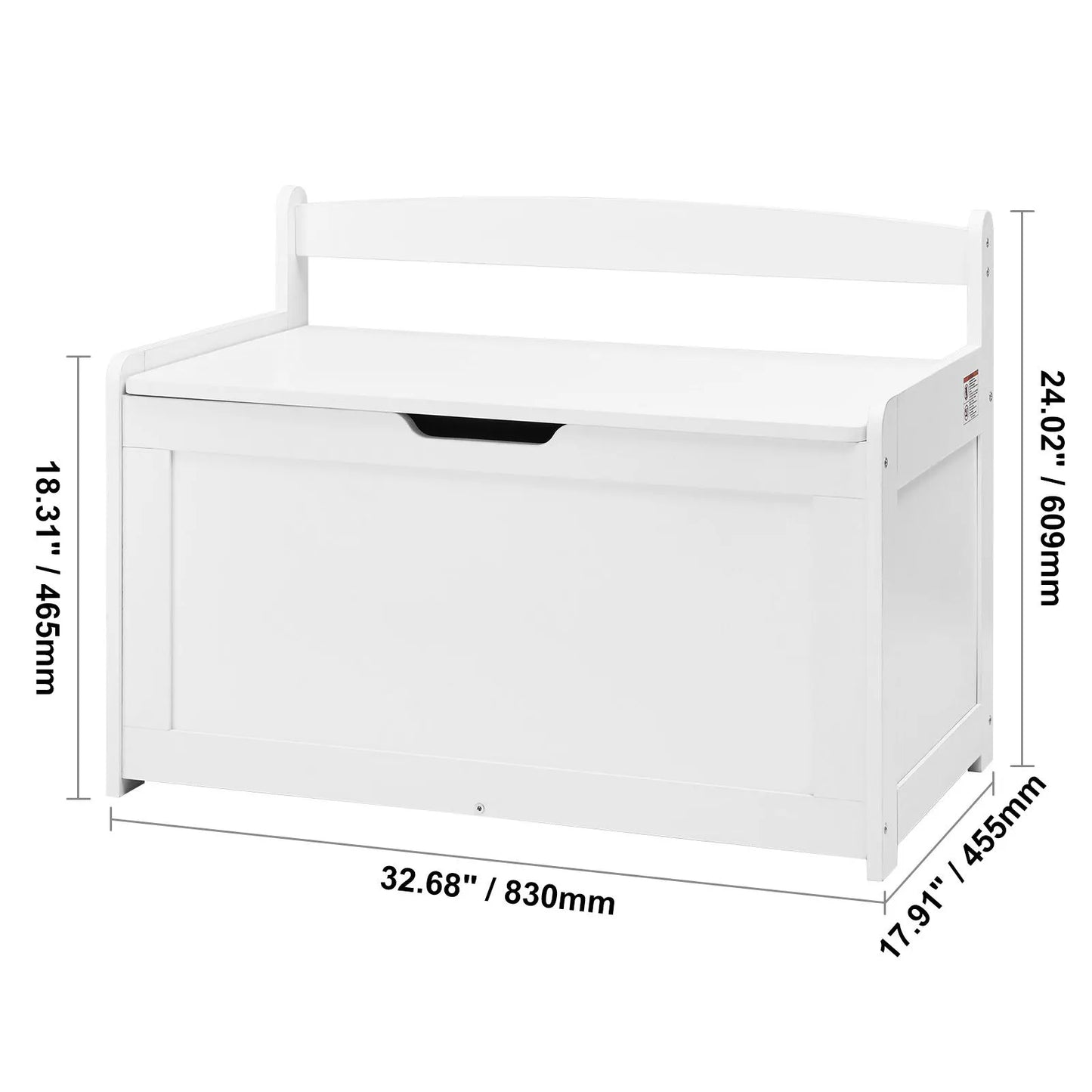 Kids Toy Storage Bench Wooden Toy Box Chest 32.68 x 17.91 x 24.02" White - Image 8