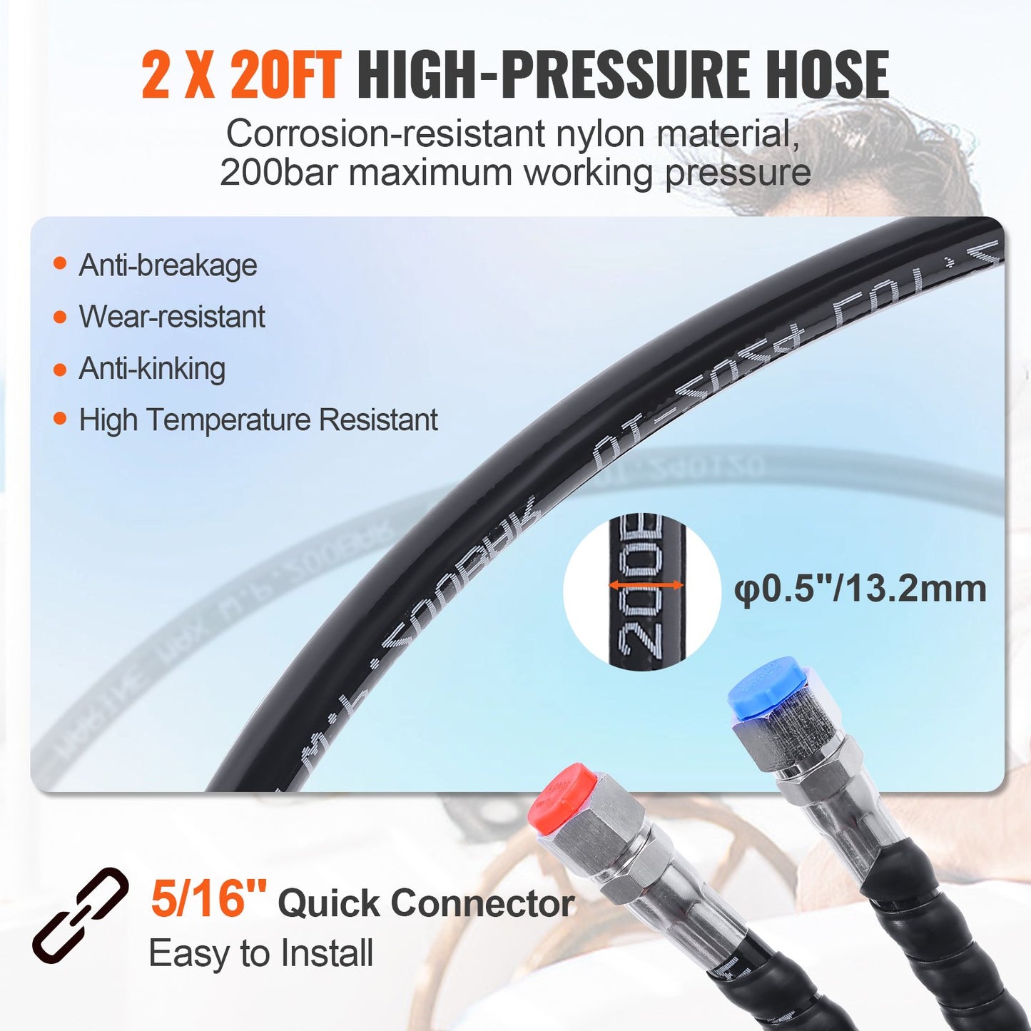150HP Hydraulic Outboard Steering Kit Boat Marine System, Built-in Two-Way Lock Cylinder, 150HP Pump and High-Strength Nylon Hose for Single Station, Single-Engine use - Image 4