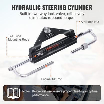 150HP Hydraulic Outboard Steering Kit Boat Marine System, Built-in Two-Way Lock Cylinder, 150HP Pump and High-Strength Nylon Hose for Single Station, Single-Engine use - Image 5