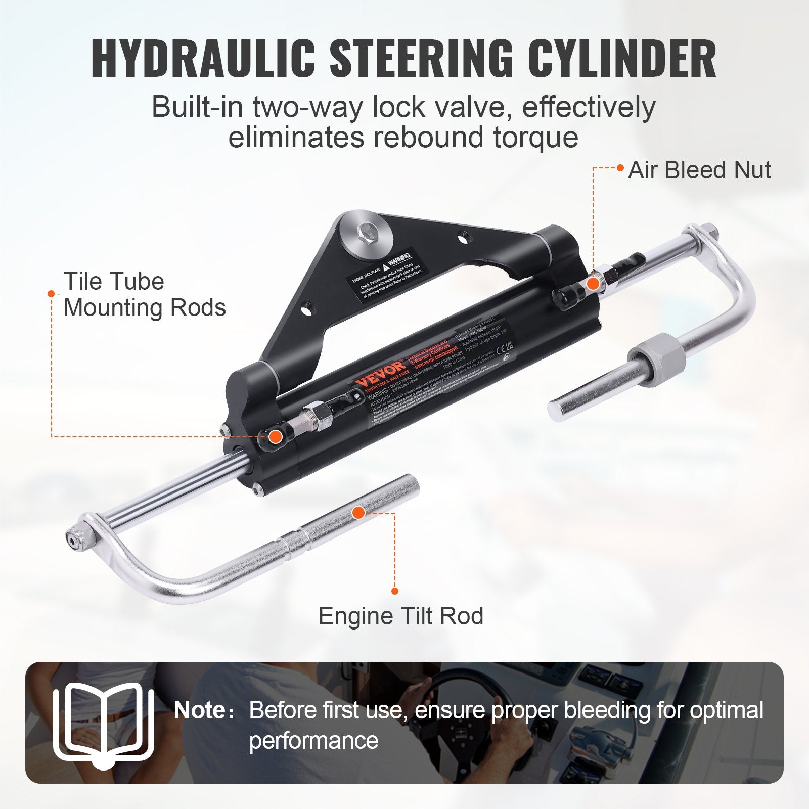 Hydraulic Outboard Steering Kit, 150HP, Marine Boat Hydraulic Steering System, with Helm Pump Two-Way Lock Cylinder and 24 Feet Hydraulic Steering Hose, for Single Station Single-Engine Boats - Image 5