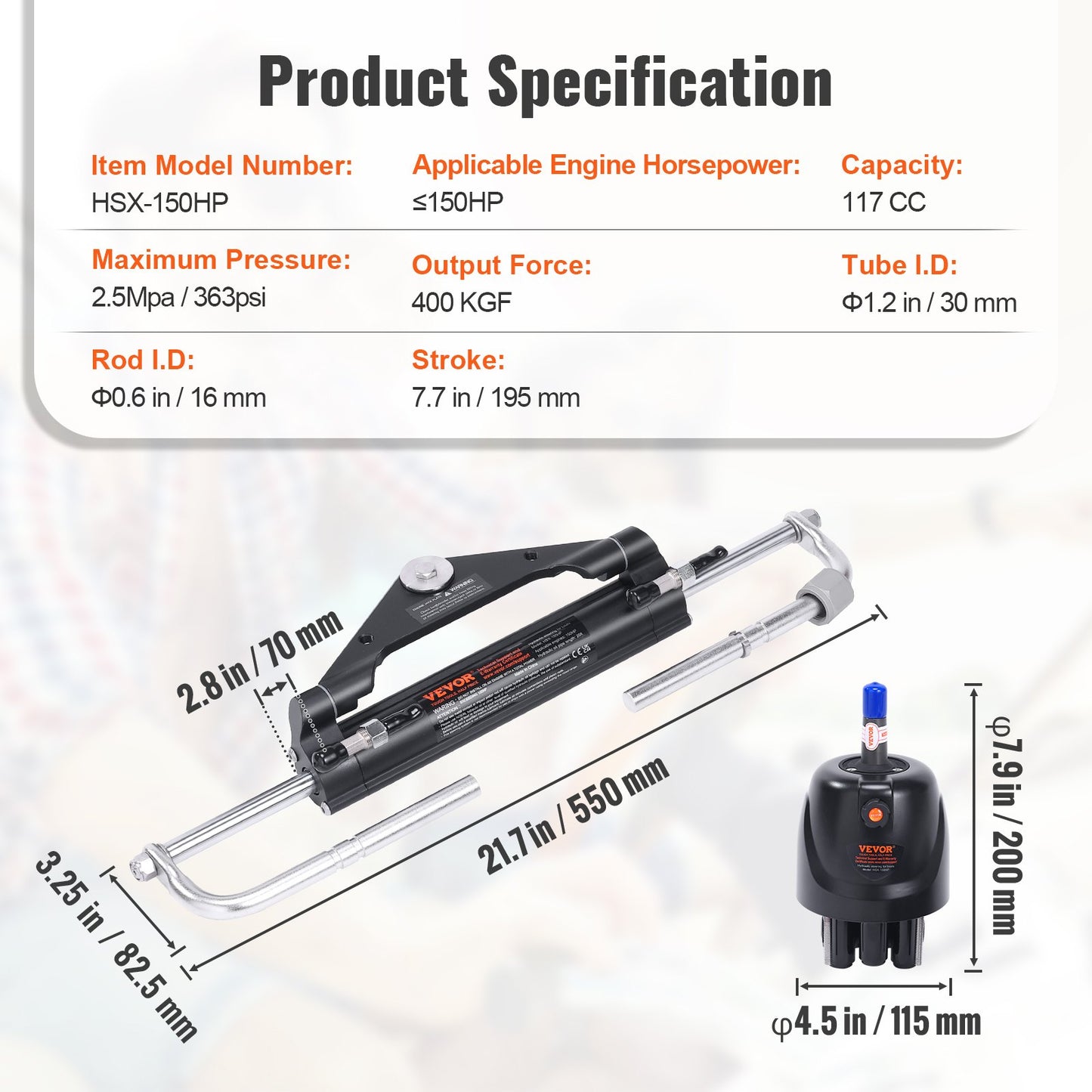 Hydraulic Outboard Steering Kit, 150HP, Marine Boat Hydraulic Steering System, with Helm Pump Two-Way Lock Cylinder and 24 Feet Hydraulic Steering Hose, for Single Station Single-Engine Boats - Image 7