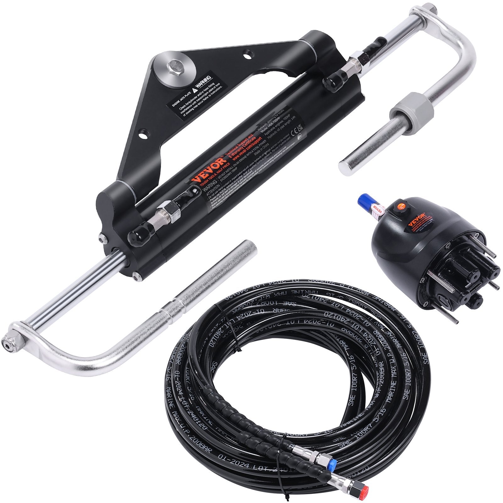 Hydraulic Outboard Steering Kit, 150HP, Marine Boat Hydraulic Steering System, with Helm Pump Two-Way Lock Cylinder and 24 Feet Hydraulic Steering Hose, for Single Station Single-Engine Boats - Image 9