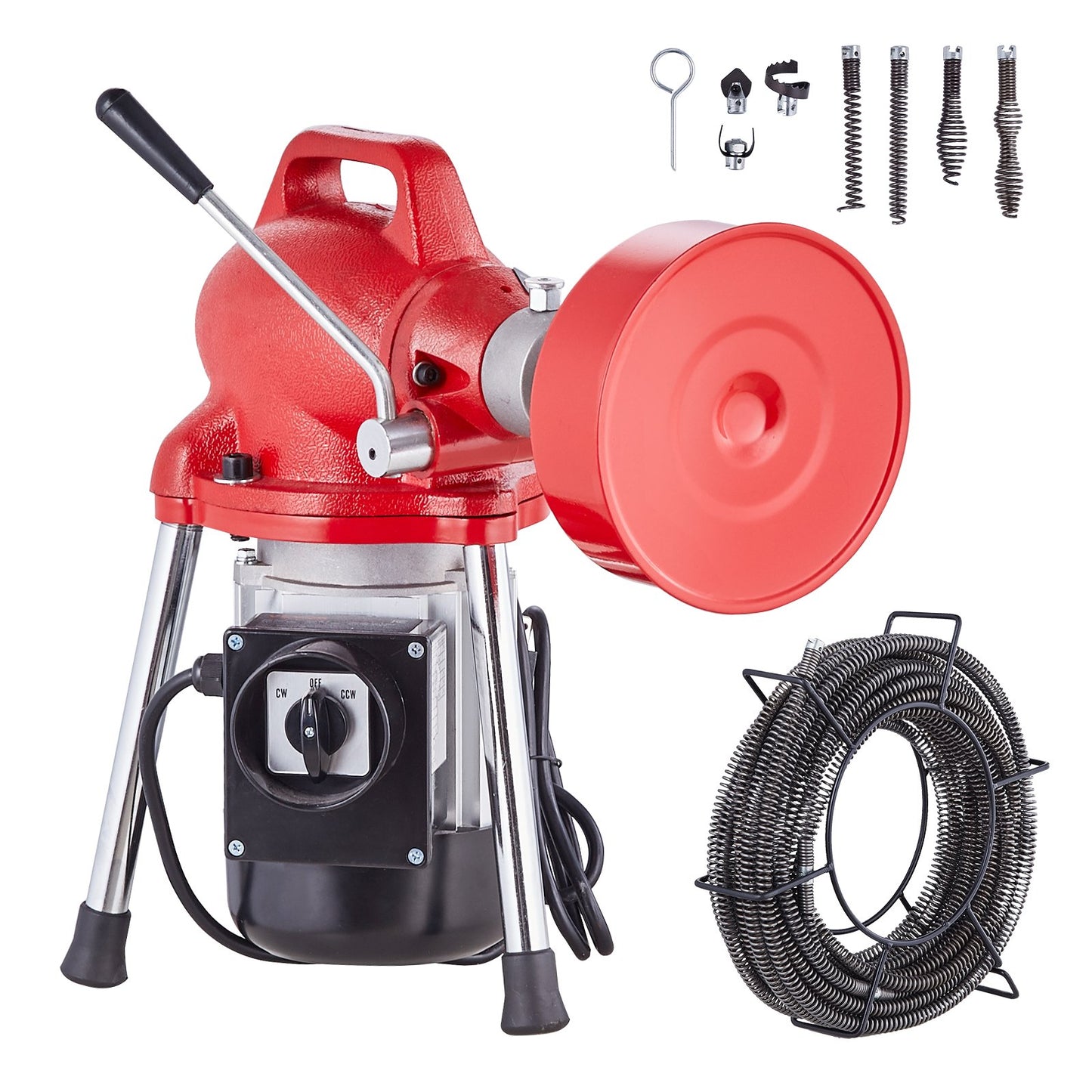 Drain Cleaner Machine 66FT x 5/8In 250W Sectional Snake Auger Manual Feed - Image 9