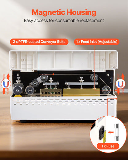 Continuous Sealing Machine, 8-12 mm Seal Width, Automatic Continuous Band Sealer with Digital Temperature Control, Automatic Shutdown, Portable Heat Sealing Machine for 0.06-0.2 mm Plastic Bags - Image 6