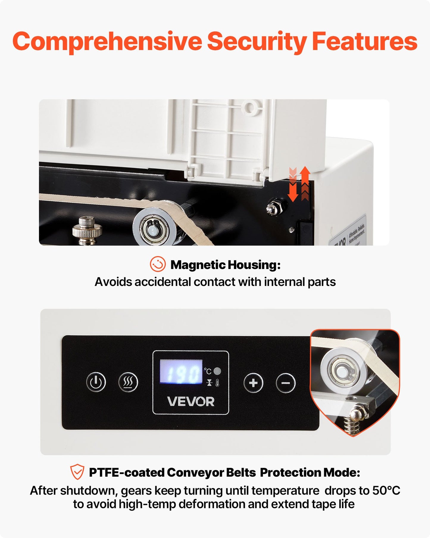 Continuous Sealing Machine, 8-12 mm Seal Width, Automatic Continuous Band Sealer with Digital Temperature Control, Automatic Shutdown, Portable Heat Sealing Machine for 0.06-0.2 mm Plastic Bags - Image 7