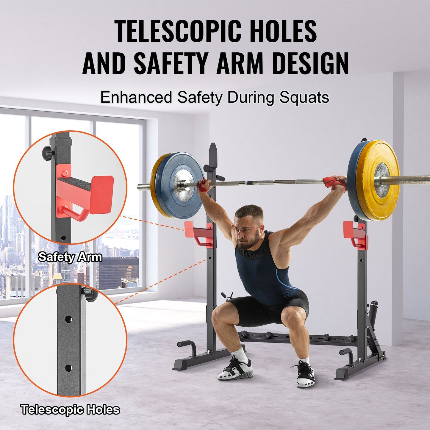 Squat Power Rack Adjustable Heavy Duty Barbell Weight Bench Press Stand - Image 5