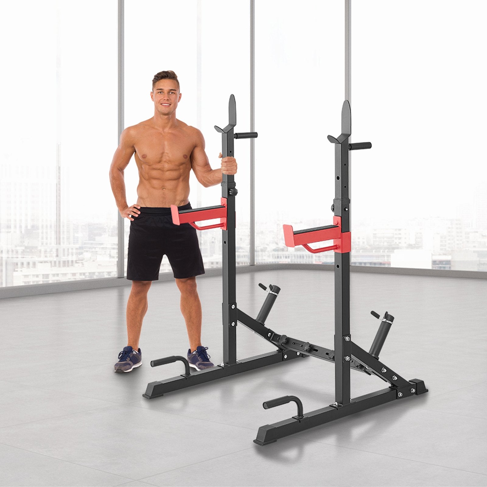 Squat Power Rack Adjustable Heavy Duty Barbell Weight Bench Press Stand - Image 8