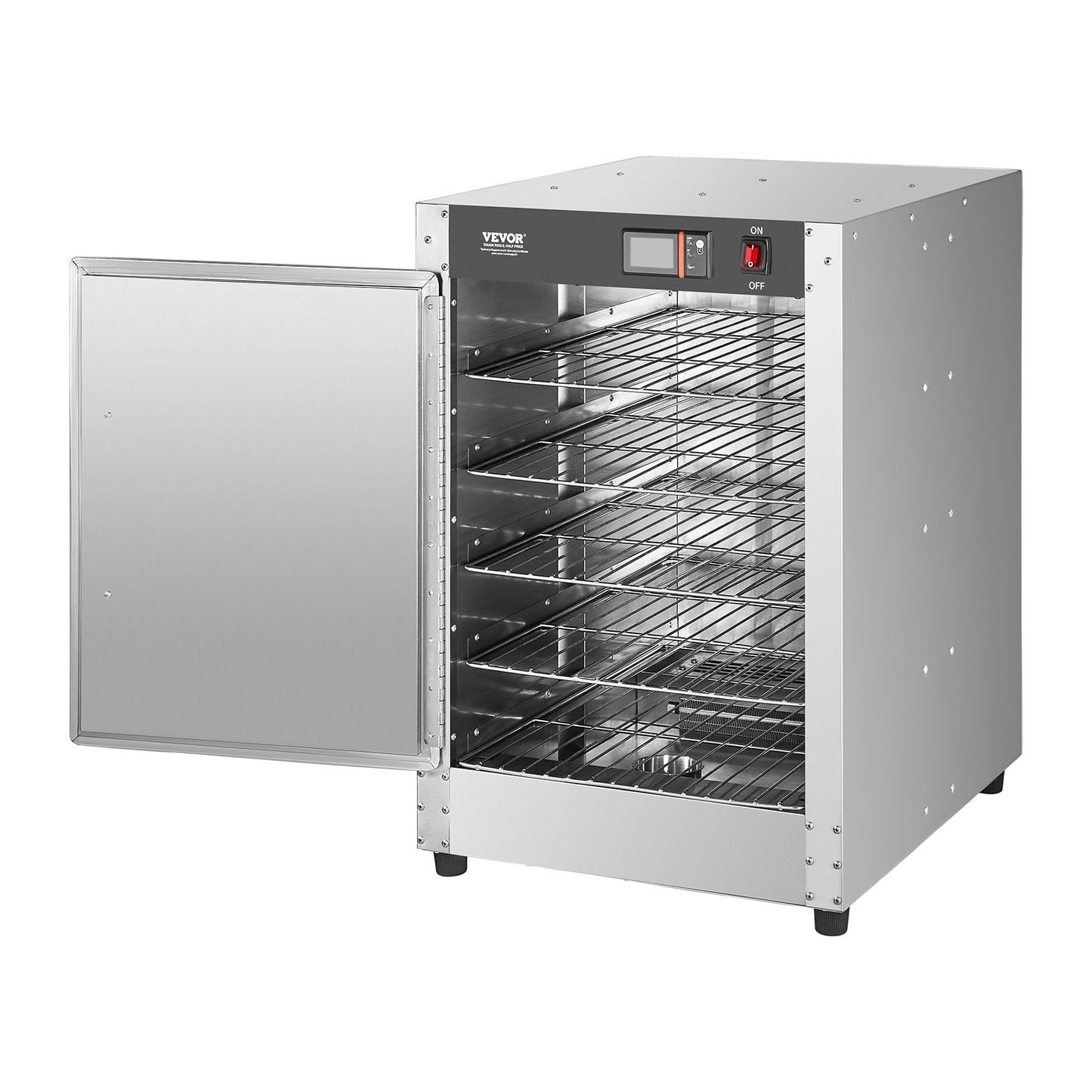 Hot Box Food Warmer, 5-Tier Concession Warmer with Water Tray, 5 Pans, Single-door and Adjustable Shelves, Stainless Steel Food Warmer Cabinet, Ideal for Storing Pizza, Chicken, Restaurant