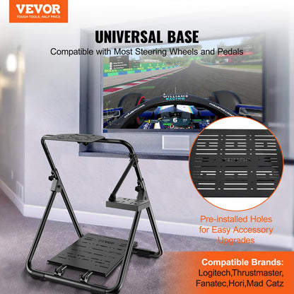 Foldable Racing Steering Wheel Stand, Height Adjustable Universal Base Compatible with Logitech & Thrustmaster Racing Wheel and Pedal, Heavy-duty Frame Standard GT/Formula Seating Portable - Image 2