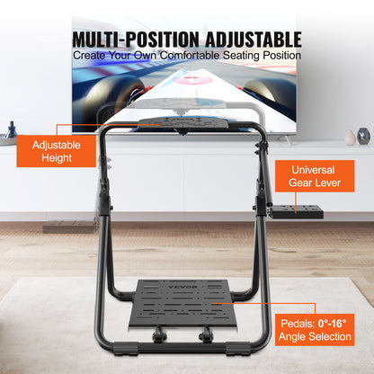 Foldable Racing Steering Wheel Stand, Height Adjustable Universal Base Compatible with Logitech & Thrustmaster Racing Wheel and Pedal, Heavy-duty Frame Standard GT/Formula Seating Portable - Image 4