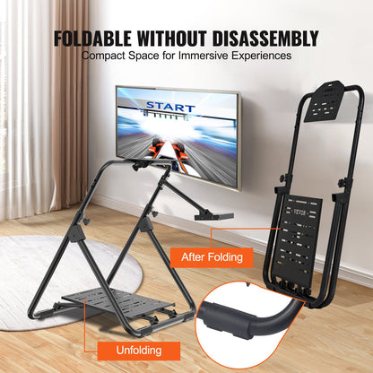 Foldable Racing Steering Wheel Stand, Height Adjustable Universal Base Compatible with Logitech & Thrustmaster Racing Wheel and Pedal, Heavy-duty Frame Standard GT/Formula Seating Portable - Image 6