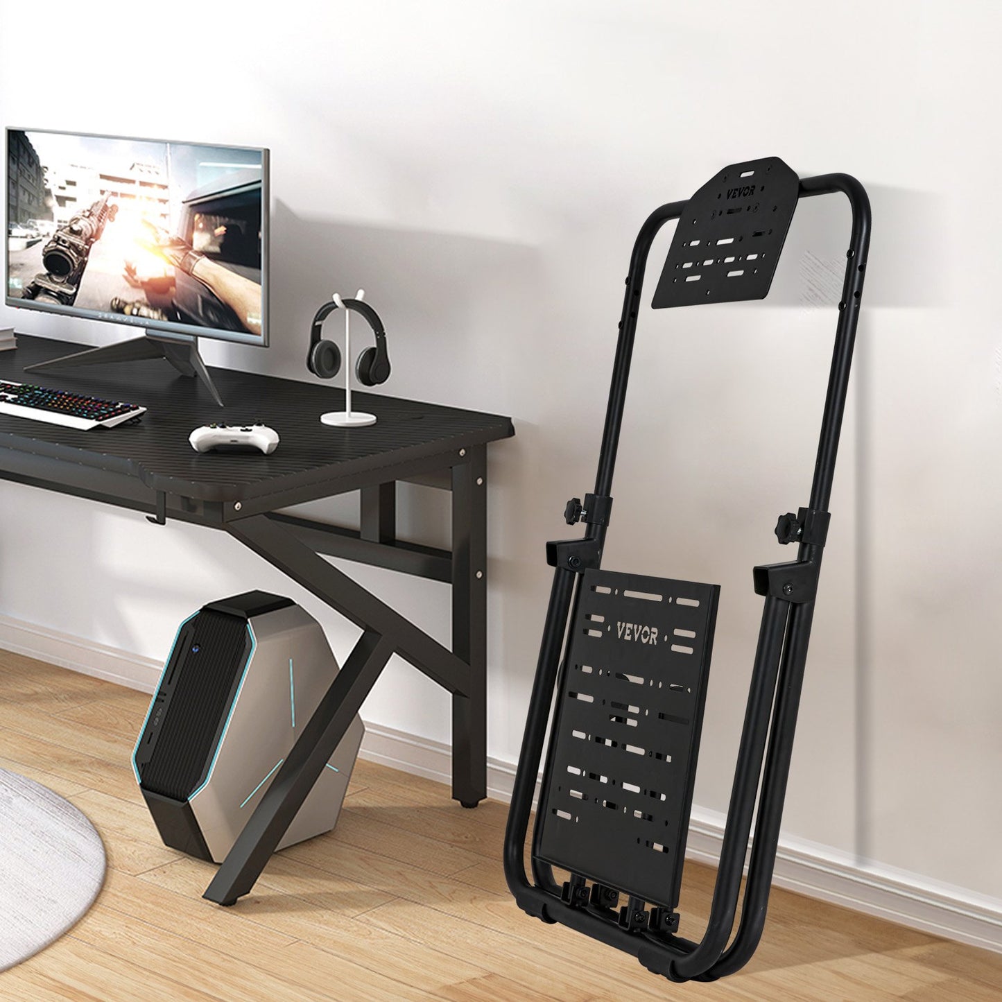Foldable Racing Steering Wheel Stand, Height Adjustable Universal Base Compatible with Logitech & Thrustmaster Racing Wheel and Pedal, Heavy-duty Frame Standard GT/Formula Seating Portable - Image 8