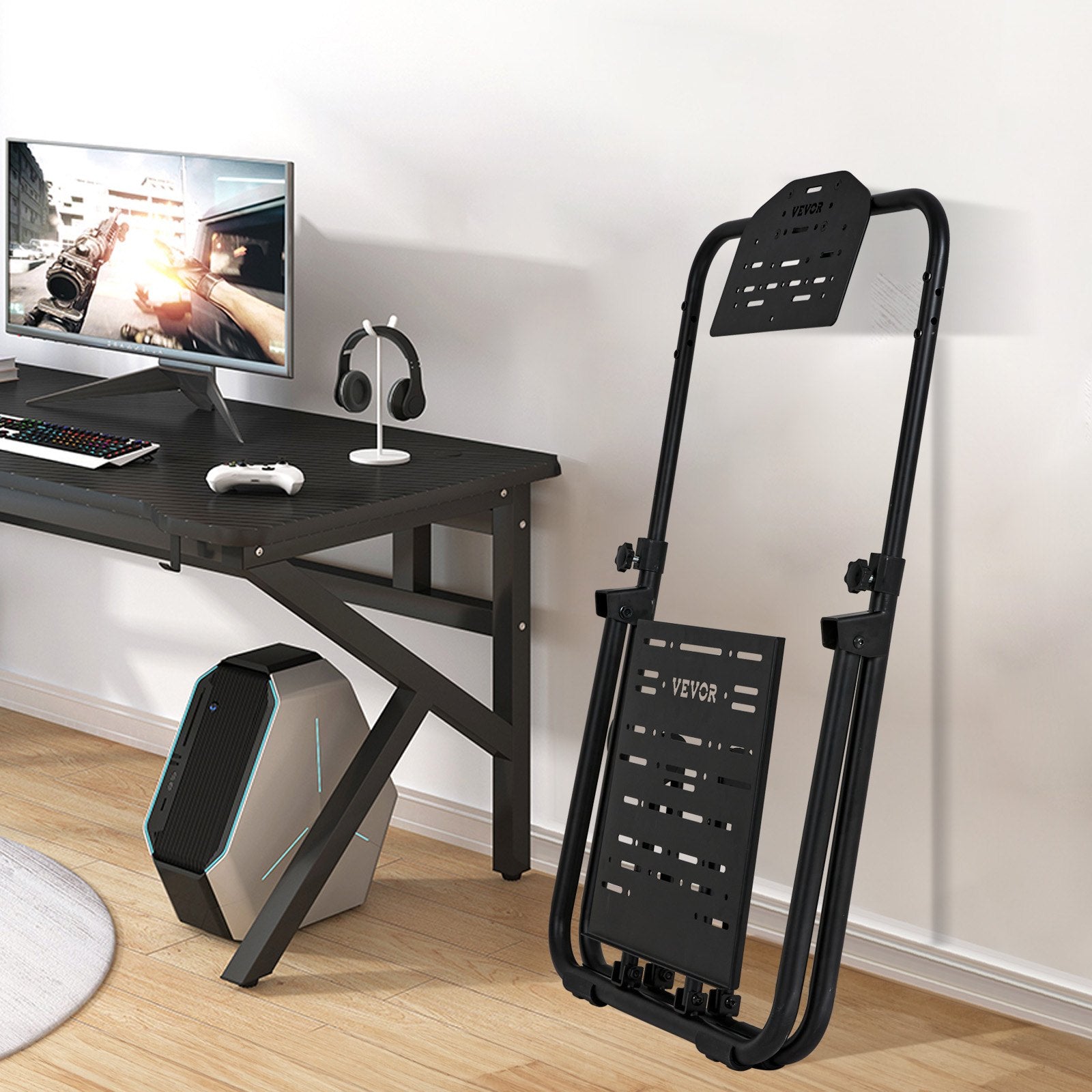 Foldable Racing Steering Wheel Stand, Height Adjustable Universal Base Compatible with Logitech & Thrustmaster Racing Wheel and Pedal, Heavy-duty Frame Standard GT/Formula Seating Portable - Image 8