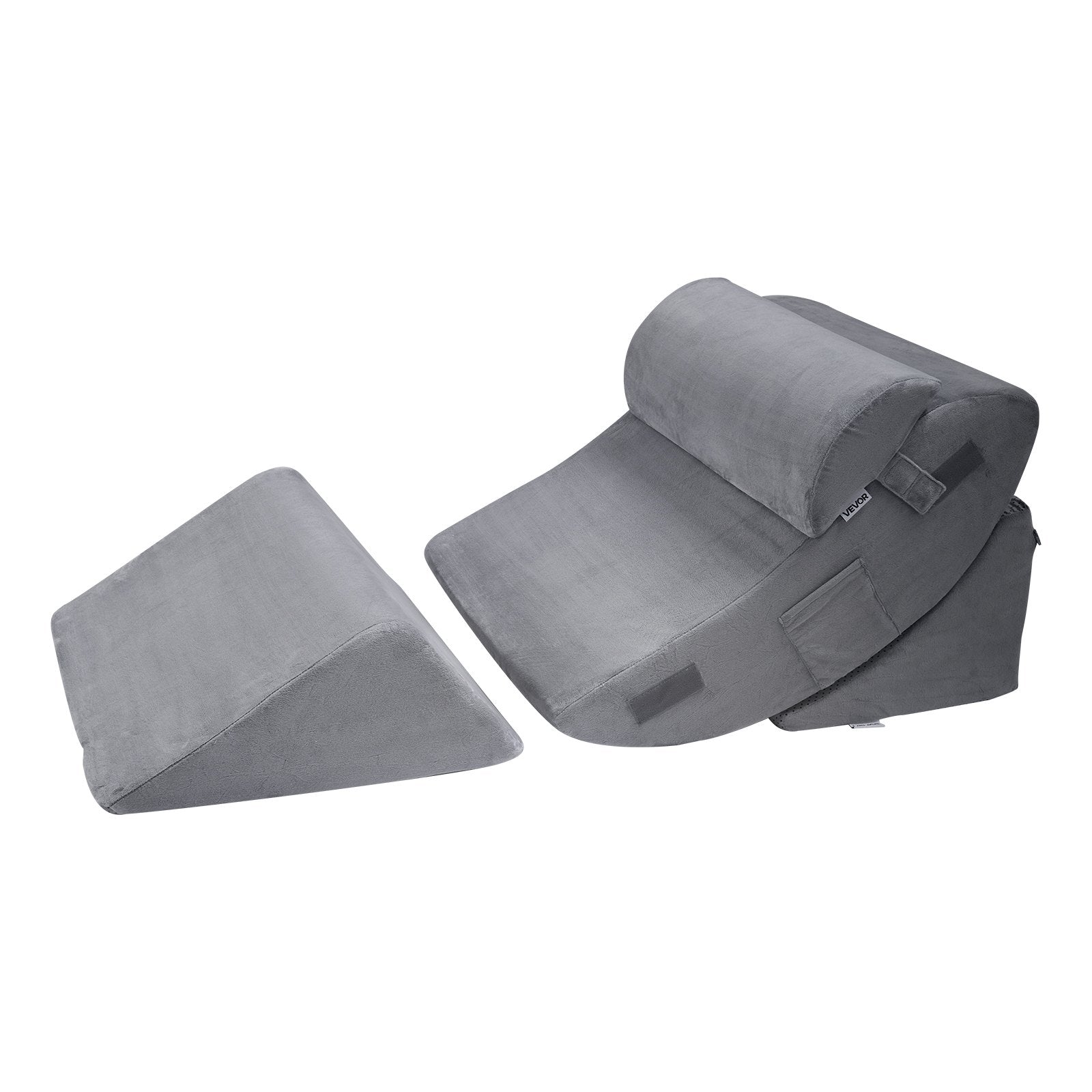 Wedge Pillow for Sleeping, 4 Pcs Adjustable Orthopedic Bed Wedge Set, Support Leg Neck Shoulder, Post Surgery Pillow for Back Pain, Acid Reflux, Snoring Relief, Sitting up in Bed, Dark Grey - Image 9