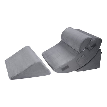 Wedge Pillow for Sleeping, 4 Pcs Adjustable Orthopedic Bed Wedge Set, Support Leg Neck Shoulder, Post Surgery Pillow for Back Pain, Acid Reflux, Snoring Relief, Sitting up in Bed, Dark Grey - Image 9