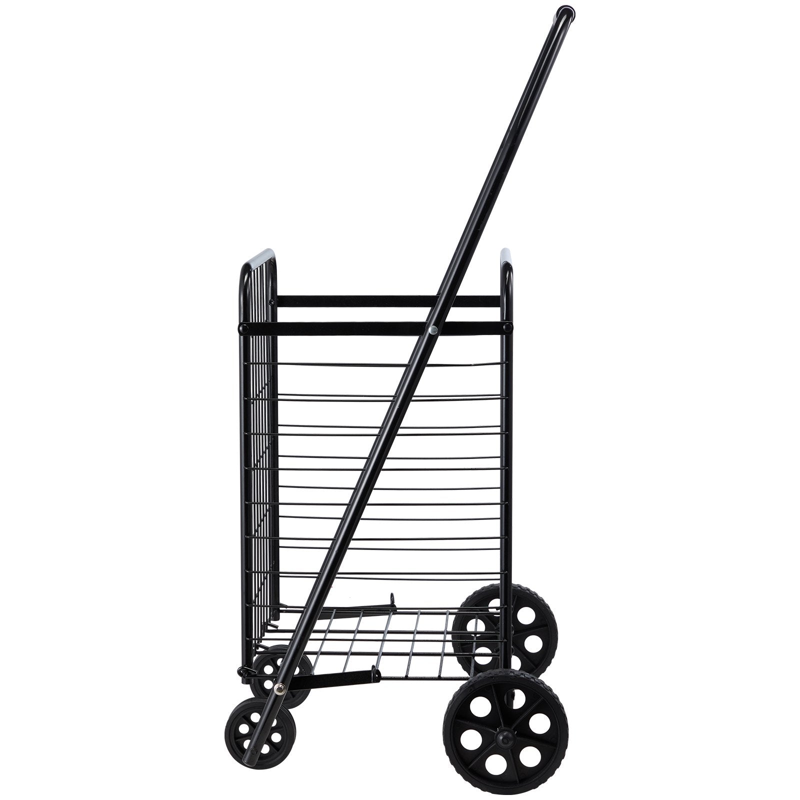 Shopping Cart, Folding Grocery Utility Cart with Swivel Wheels, 40.8 kg Large Load Capacity, Heavy Duty Rolling Laundry Basket Butler for Laundry, Shopping, Camping, Grocery, Luggage, Black - Image 9