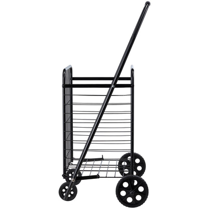 Shopping Cart, Folding Grocery Utility Cart with Swivel Wheels, 40.8 kg Large Load Capacity, Heavy Duty Rolling Laundry Basket Butler for Laundry, Shopping, Camping, Grocery, Luggage, Black - Image 9