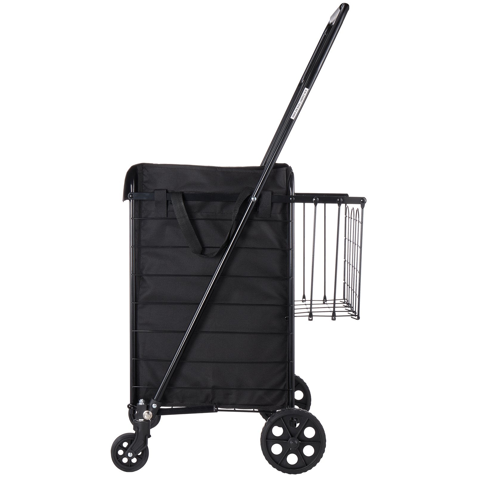 Shopping Cart, Folding Grocery Utility Cart with Dual Baskets, Waterproof Liner & Wheels, 45 KG Large Load Capacity, Heavy Duty Laundry Basket for Laundry, Shopping, Camping, Grocery, Luggage - Image 9