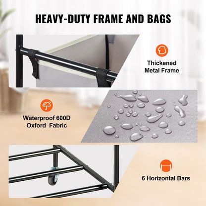 3-Section Laundry Basket, Heavy Duty Laundry Hamper Storage Organizer, Laundry Sorter Cart with Heavy Duty Lockable Wheels for Dirty Clothes in Laundry Room Bedroom - Image 3