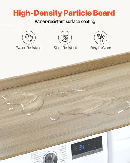 Washer Dryer Countertop, 54" x 27" Wooden Washer and Dryer Countertop, Water-Resistant Laundry Machine Topper Cover with Anti-Slip Pads, for Laundry Room Organization and Storage, Oak - Image 4