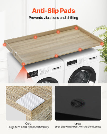 Washer Dryer Countertop, 54" x 27" Wooden Washer and Dryer Countertop, Water-Resistant Laundry Machine Topper Cover with Anti-Slip Pads, for Laundry Room Organization and Storage, Oak - Image 5