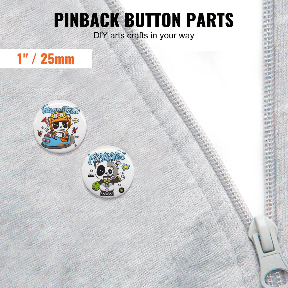 1" 25mm Button Badge Parts Supplies for Button Maker Machine 500 Sets - Image 2