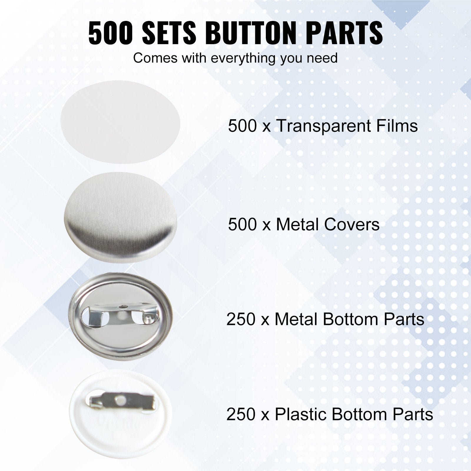 1" 25mm Button Badge Parts Supplies for Button Maker Machine 500 Sets - Image 3