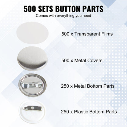1" 25mm Button Badge Parts Supplies for Button Maker Machine 500 Sets - Image 3