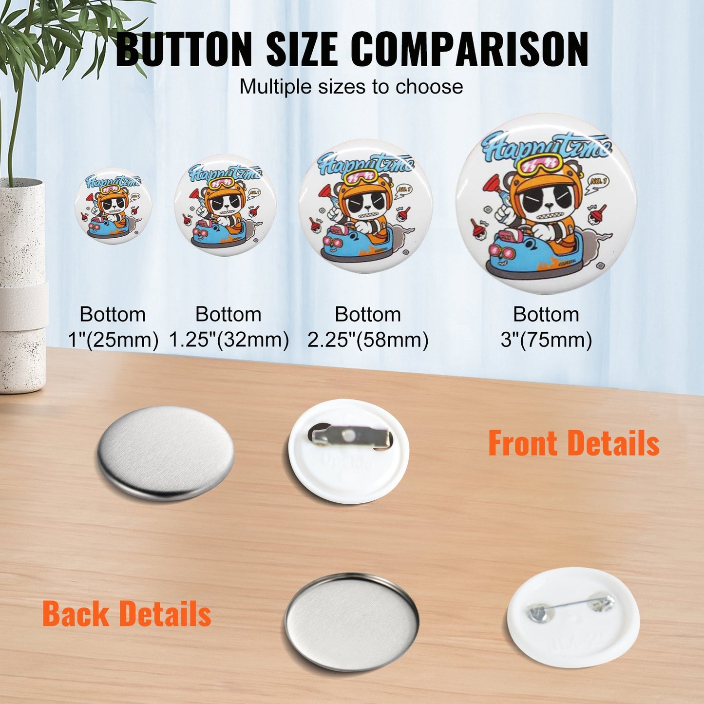 1" 25mm Button Badge Parts Supplies for Button Maker Machine 500 Sets - Image 5