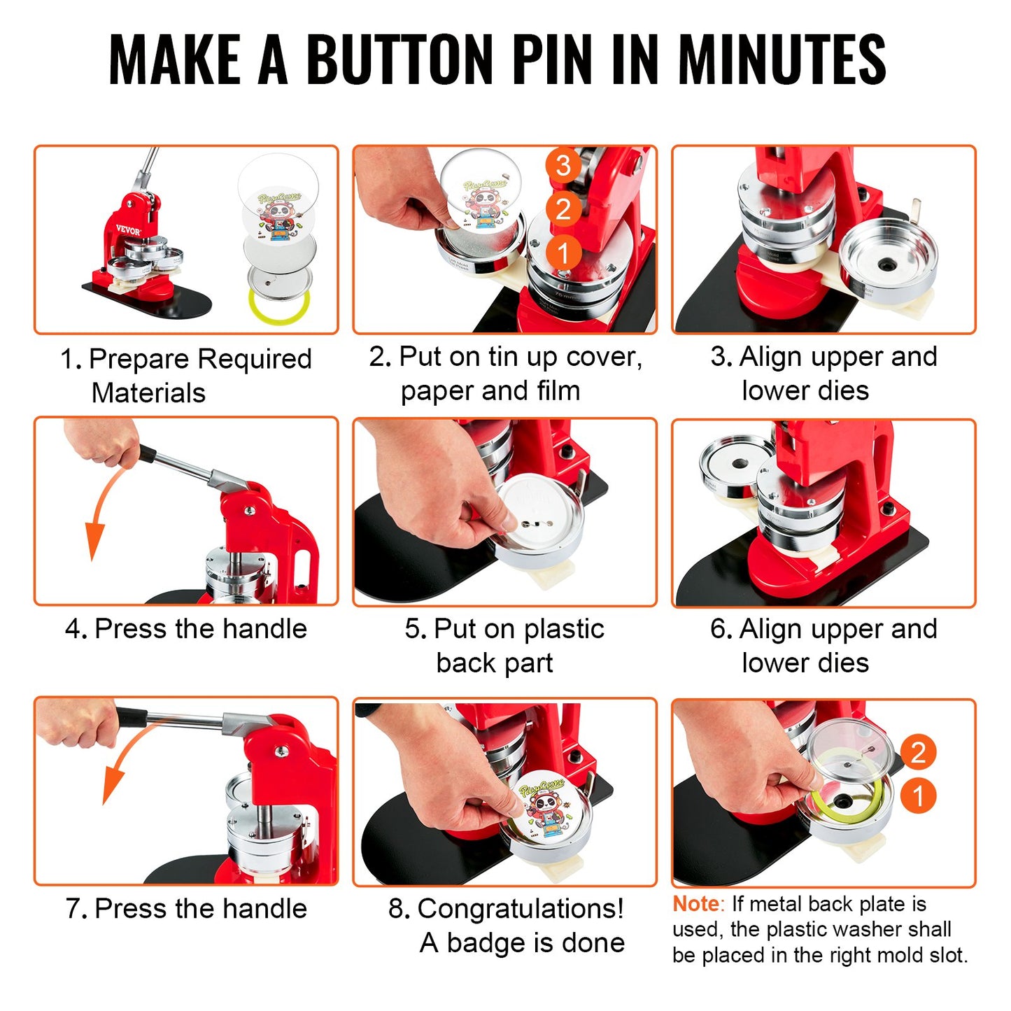 1" 25mm Button Badge Parts Supplies for Button Maker Machine 500 Sets - Image 6