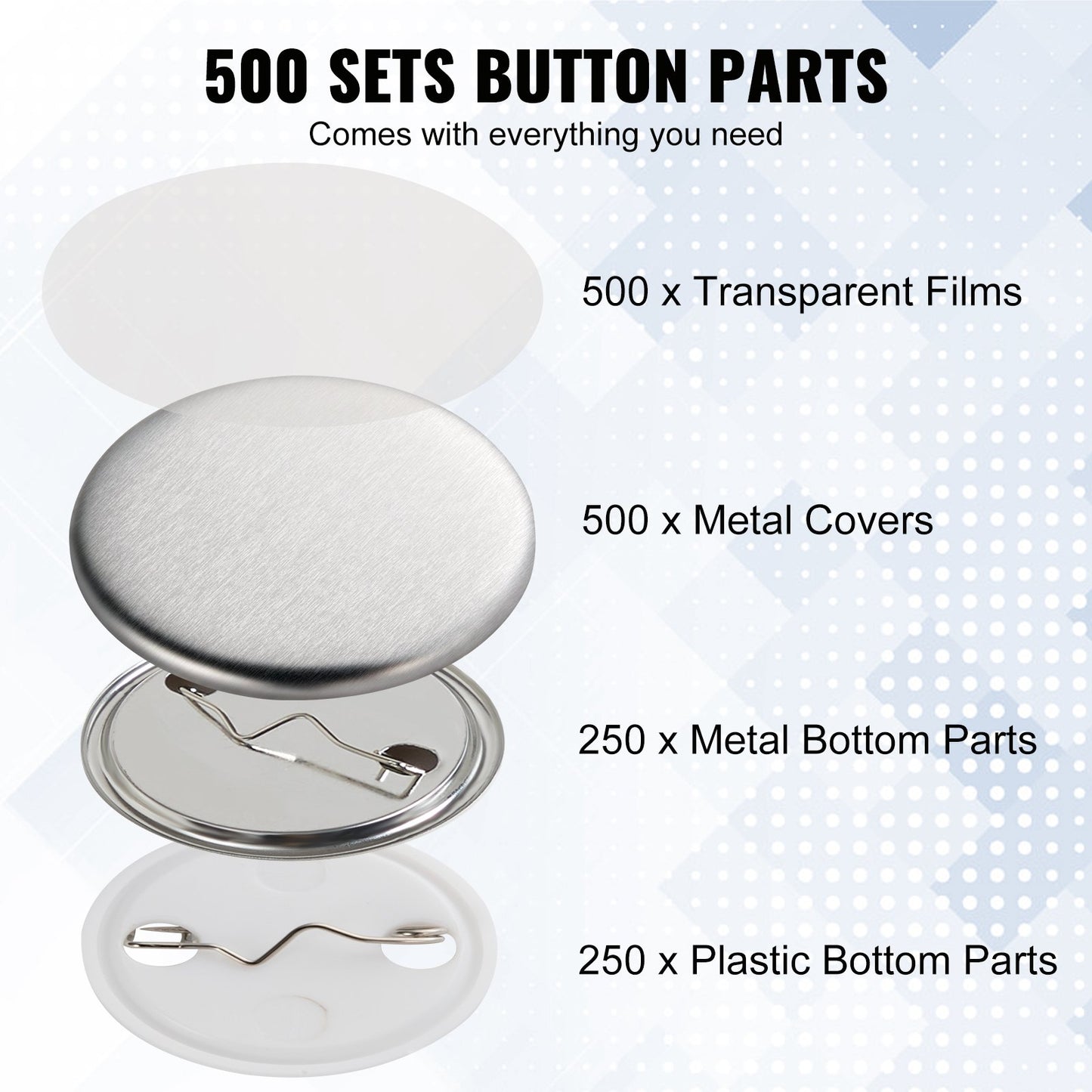 1.25" 32mm Button Badge Parts Supplies for Button Maker Machine 500 Sets - Image 3