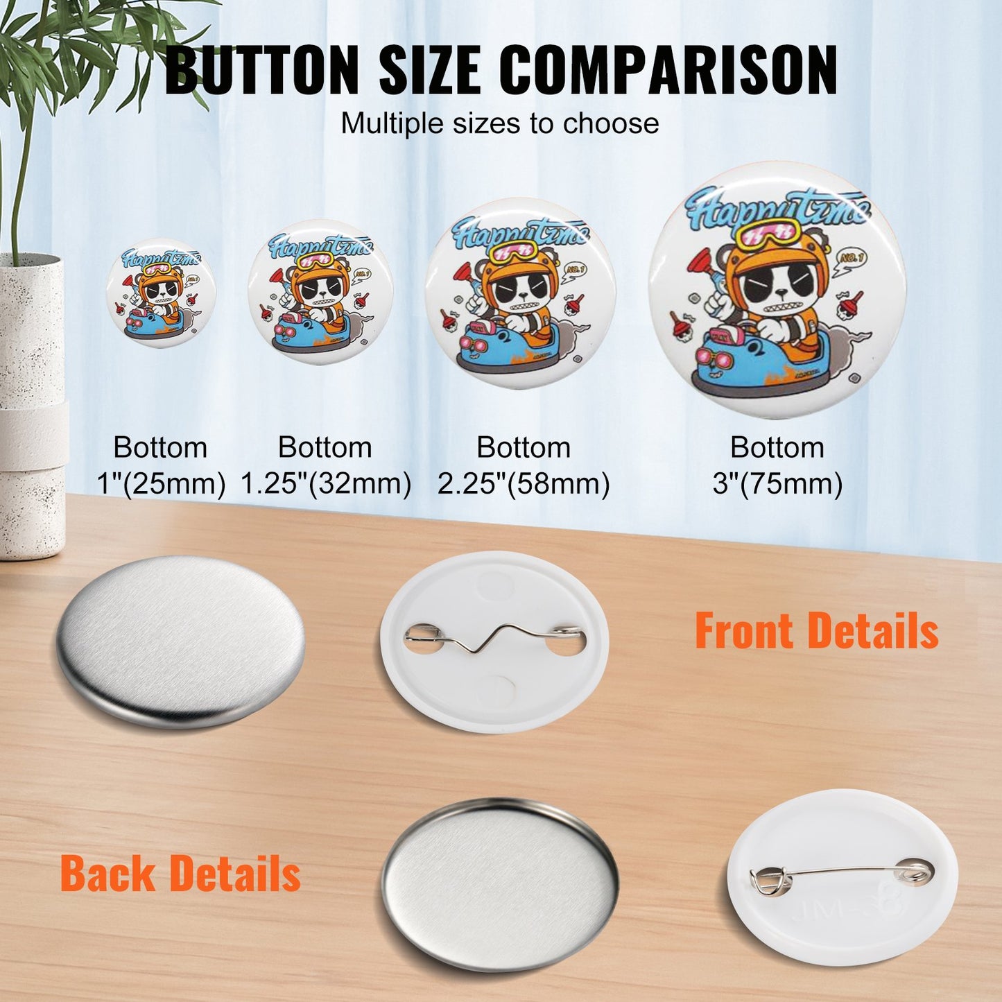 1.25" 32mm Button Badge Parts Supplies for Button Maker Machine 500 Sets - Image 5
