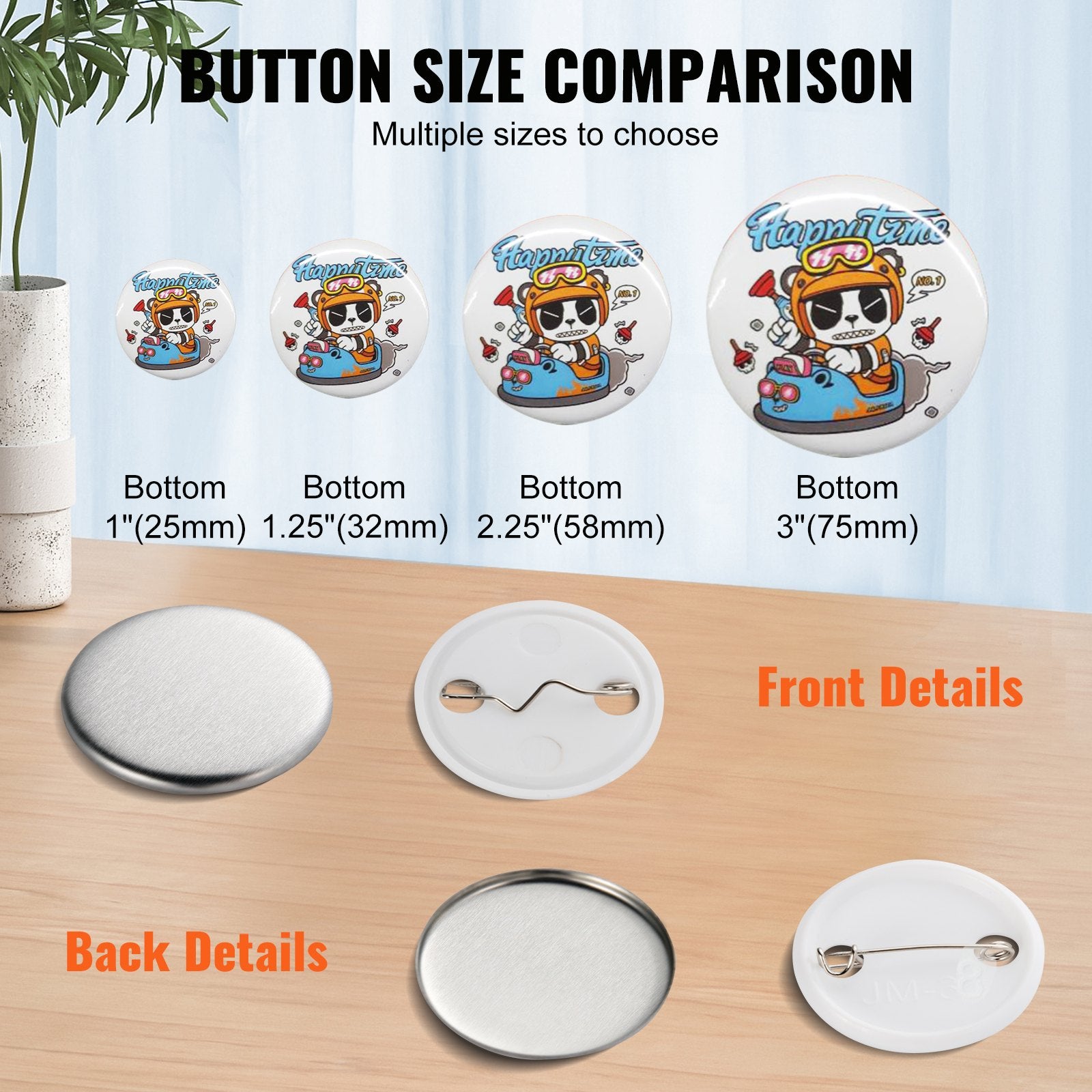 1.25" 32mm Button Badge Parts Supplies for Button Maker Machine 500 Sets - Image 5