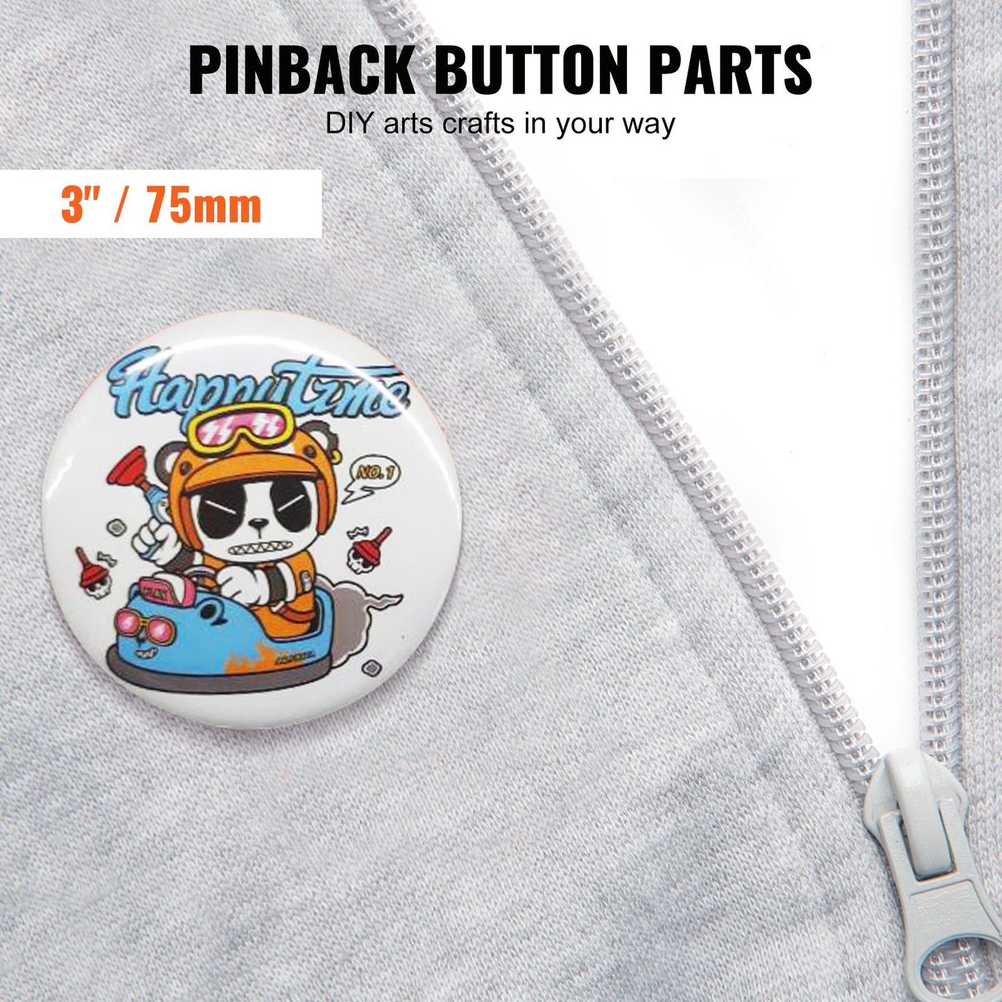 3" 75mm Button Badge Parts Supplies for Button Maker Machine 200 Sets - Image 2