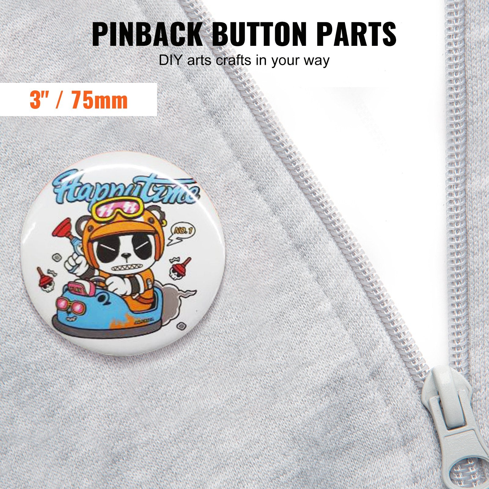 3" 75mm Button Badge Parts Supplies for Button Maker Machine 200 Sets - Image 2