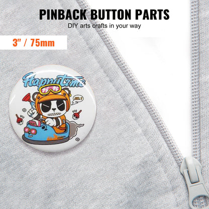 3" 75mm Button Badge Parts Supplies for Button Maker Machine 200 Sets - Image 2