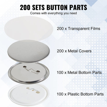 3" 75mm Button Badge Parts Supplies for Button Maker Machine 200 Sets - Image 3