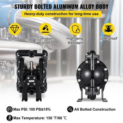 Air-Operated Double Diaphragm Pump 24 GPM 1 Inch Inlet And Outlet - Image 3