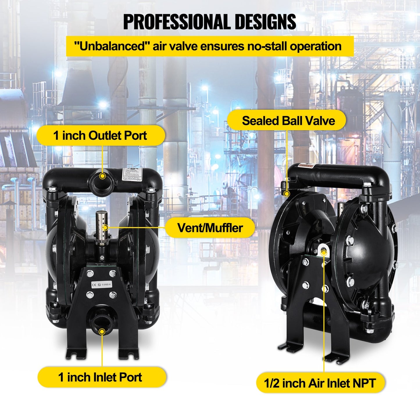 Air-Operated Double Diaphragm Pump 24 GPM 1 Inch Inlet And Outlet - Image 5