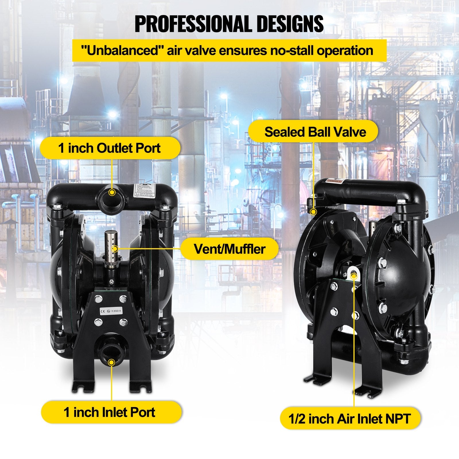 Air-Operated Double Diaphragm Pump 24 GPM 1 Inch Inlet And Outlet - Image 5