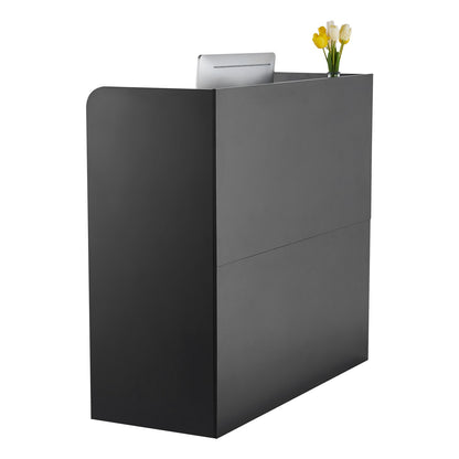 Reception Desk, 1200 x 480 x 1100 mm Rectangular Front Counter Table, Office Reception Counter with Lockable Drawer and Storage Cabinet, for Checkout, Lobby, Beauty Salon and Office, Black - Image 9