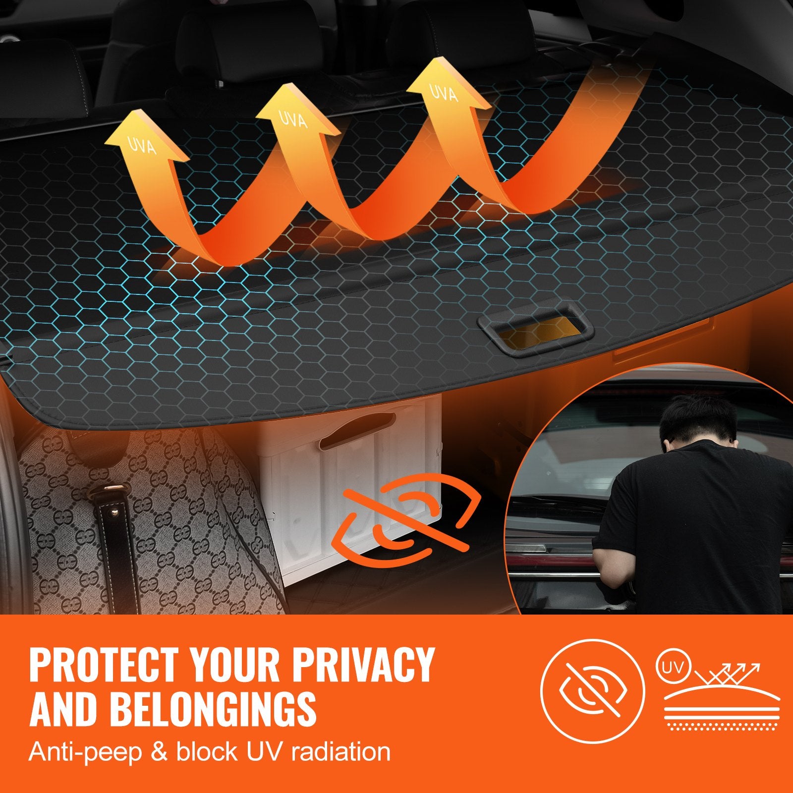 Retractable Cargo Cover for Jeep Grand Cherokee 2 Row 2022-2024 OEM Design - Image 3