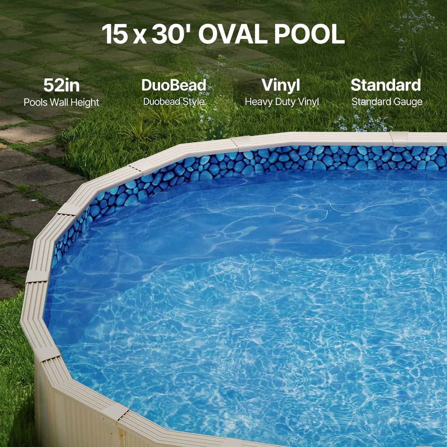 Oval Pool Liner 15x30ft Unibead Style Pool Liner 52in Wall Height - Image 2