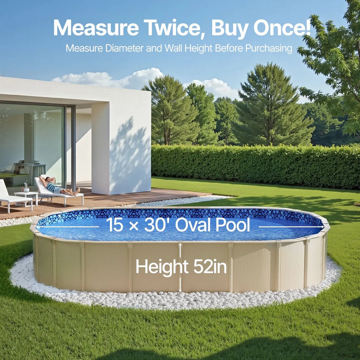 Oval Pool Liner 15x30ft Unibead Style Pool Liner 52in Wall Height - Image 3